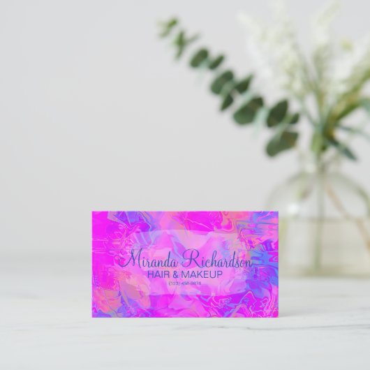 Colorful Professional roze holographic modern Visitekaartje (Staand voorkant)