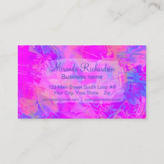 Colorful Professional roze holographic modern Visitekaartje (Achterkant)