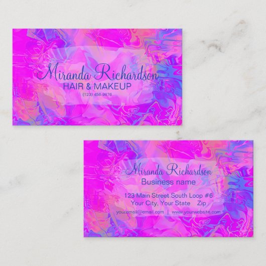 Colorful Professional roze holographic modern Visitekaartje (Voorkant / Achterkant)