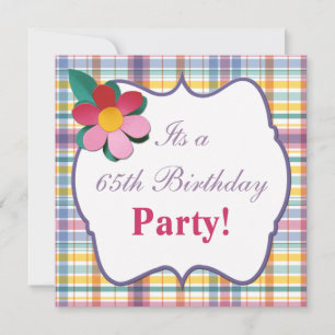 Colorful Pset 65th Birthday Invitation Kaart
