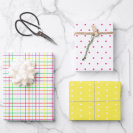 Colorful Pset en Stippen Spring Assorted Inpakpapier Vel