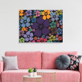 Colorful Pset Flowers Canvas Afdruk (Insitu (Woonkamer))
