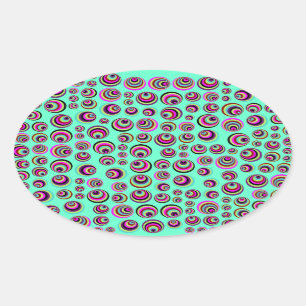 Colorful Psych Spots + uw achtergrond en idee Ovale Sticker