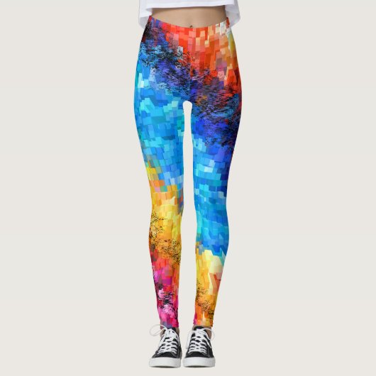 Colorful Psychedelic Abstract Leggings (Voorkant)