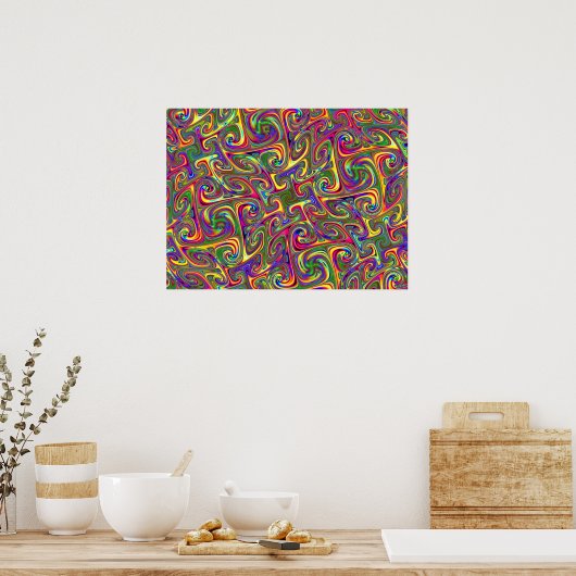 Colorful Psychedelic Abstract Poster (Keuken)
