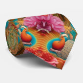 Colorful Psychedelic AI Art Oranje roze Green Stropdas (Opgerold)