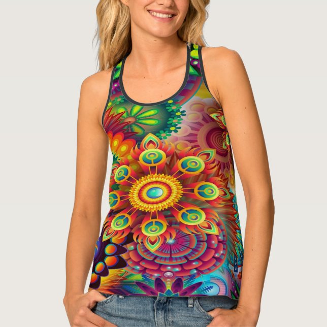 Colorful Psychedelic All-Over Women's Tanktop (Voorkant)