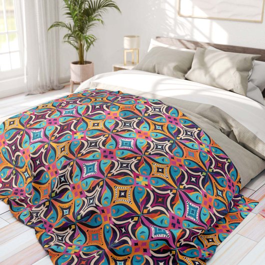 Colorful Psychedelic Bohemian Fleece Deken