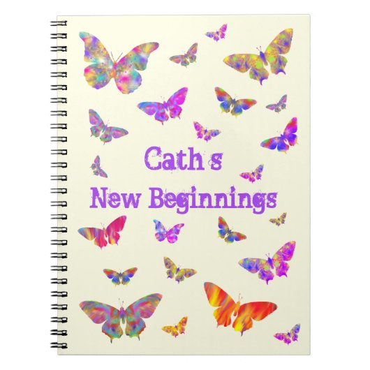 Colorful Psychedelic Butterfly Art Cath Add Name Notitieboek (Voorkant)