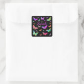 Colorful Psychedelic Butterfly Art Sarah Voeg naam Vierkante Sticker (Tas)