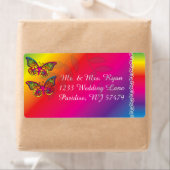 Colorful Psychedelic Butterfly Design Etiket (Insitu)