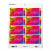 Colorful Psychedelic Butterfly Design Etiket (Full Sheet)