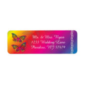 Colorful Psychedelic Butterfly Design Etiket (Voorkant)
