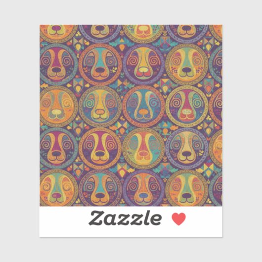 Colorful Psychedelic Cat Sticker  (Vel)