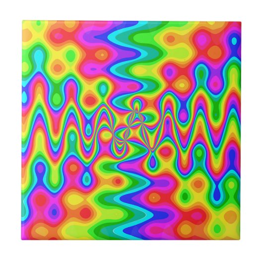 Colorful Psychedelic Ceramic Photo Tile Tegeltje (Voorkant)