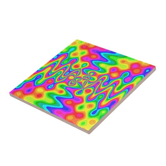 Colorful Psychedelic Ceramic Photo Tile Tegeltje (Zijkant)