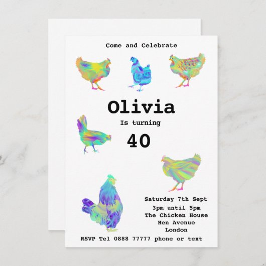 Colorful Psychedelic Cute Chicken Cochen (Voorkant / Achterkant)