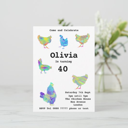 Colorful Psychedelic Cute Chicken Cochen (Staand voorkant)