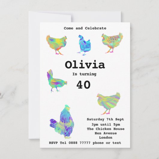 Colorful Psychedelic Cute Chicken Cochen (Voorkant)