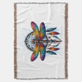 Colorful Psychedelic Dragonfly Dreamcatcher Boho Deken (Voorkant Verticaal)