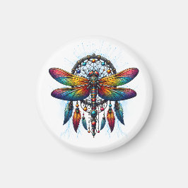 Colorful Psychedelic Dragonfly Dreamcatcher Boho Magneet