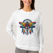 Colorful Psychedelic Dragonfly Dreamcatcher Boho T-shirt (Voorkant)