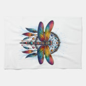 Colorful Psychedelic Dragonfly Dreamcatcher Boho Theedoek (Horizontaal)