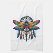 Colorful Psychedelic Dragonfly Dreamcatcher Boho Theedoek (Verticaal)