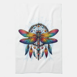 Colorful Psychedelic Dragonfly Dreamcatcher Boho Theedoek