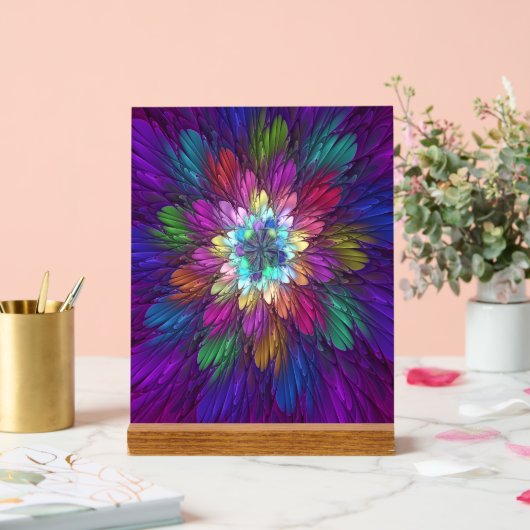 Colorful Psychedelic Flower Abstract Fractal Art Acryl Bord (Huwelijk)