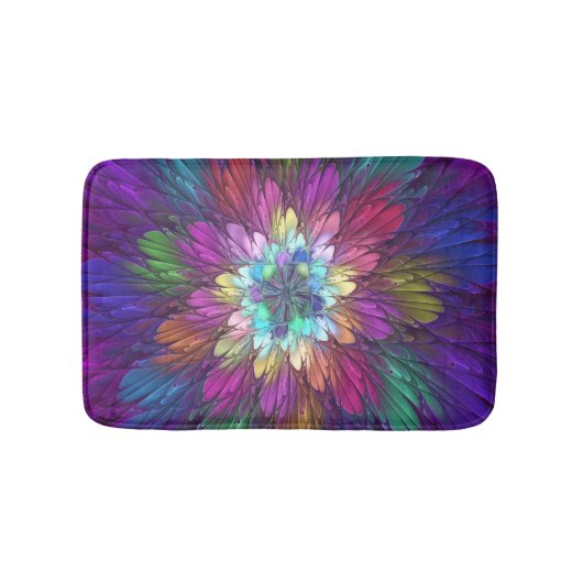 Colorful Psychedelic Flower Abstract Fractal Art Badmat (Voorkant)