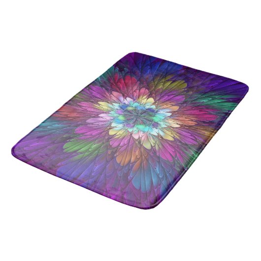 Colorful Psychedelic Flower Abstract Fractal Art Badmat (Gekanteld)