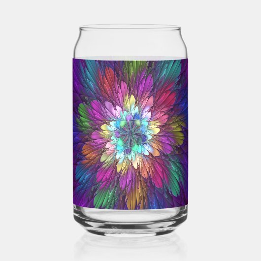 Colorful Psychedelic Flower Abstract Fractal Art Blikvorm Glas (Voorkant)