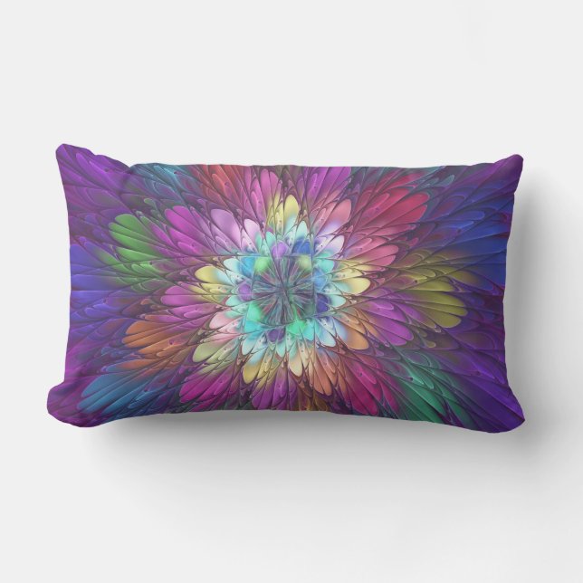 Colorful Psychedelic Flower Abstract Fractal Art Buitenkussen (Voorkant)