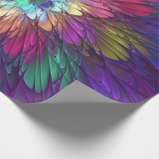 Colorful Psychedelic Flower Abstract Fractal Art Cadeaupapier (Hoek)