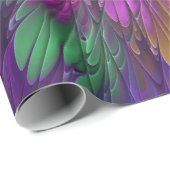 Colorful Psychedelic Flower Abstract Fractal Art Cadeaupapier (Rol Hoek)