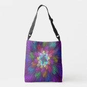 Colorful Psychedelic Flower Abstract Fractal Art Crossbody Tas (Achterkant)