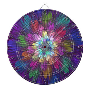 Colorful Psychedelic Flower Abstract Fractal Art Dartbord