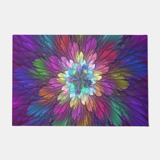 Colorful Psychedelic Flower Abstract Fractal Art Deurmat (Voorkant)