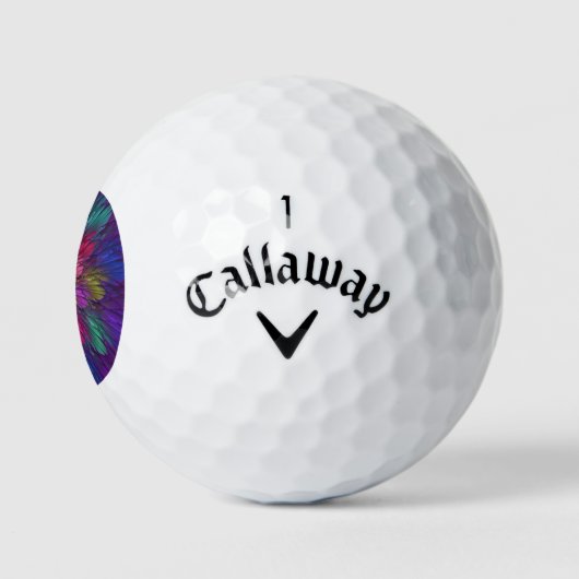 Colorful Psychedelic Flower Abstract Fractal Art Golfballen (Logo)