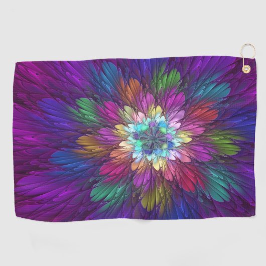 Colorful Psychedelic Flower Abstract Fractal Art Golfhanddoek (Horizontaal)