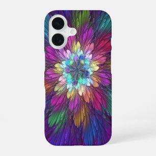 Colorful Psychedelic Flower Abstract Fractal Art iPhone 16 Hoesje