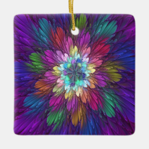 Colorful Psychedelic Flower Abstract Fractal Art Keramisch Ornament