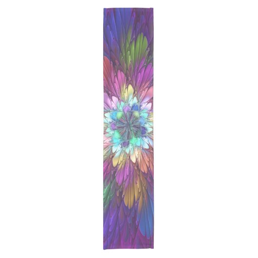 Colorful Psychedelic Flower Abstract Fractal Art Korte Tafelloper (Voorkant)