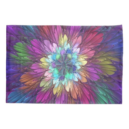 Colorful Psychedelic Flower Abstract Fractal Art Kussensloop (Achterkant)