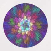 Colorful Psychedelic Flower Abstract Fractal Art Labels (Design 2)