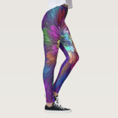 Colorful Psychedelic Flower Abstract Fractal Art Leggings (Rechts)