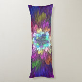 Colorful Psychedelic Flower Abstract Fractal Art Lichaamskussen (Achterkant (Verticaal))