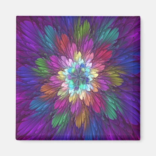Colorful Psychedelic Flower Abstract Fractal Art Magneet (Voorkant)