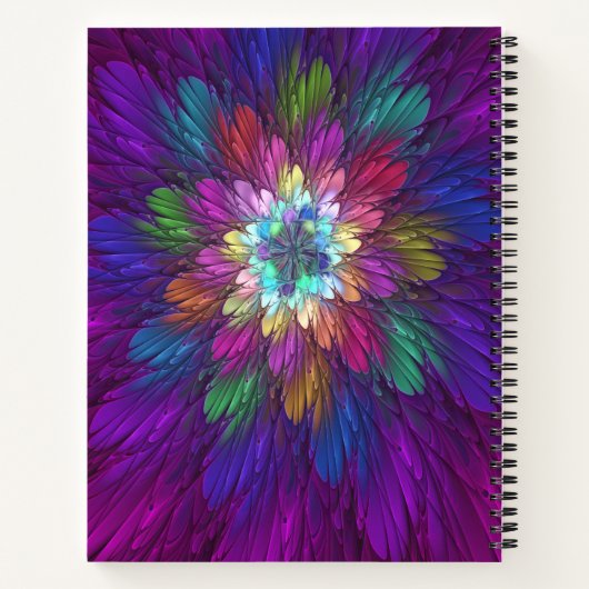 Colorful Psychedelic Flower Abstract Fractal Art Notitieboek (Achterkant)